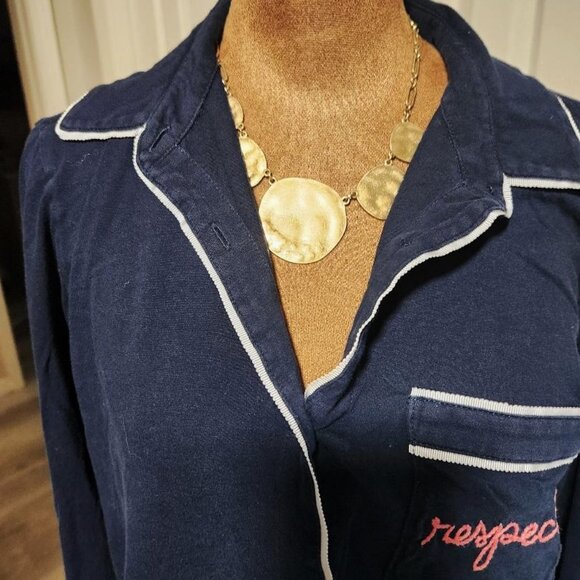 La Ligne NYC Women's 100% Cotton Bonne Nuit Pajama Set Navy Sz M MSRP $295 - Picture 11 of 12